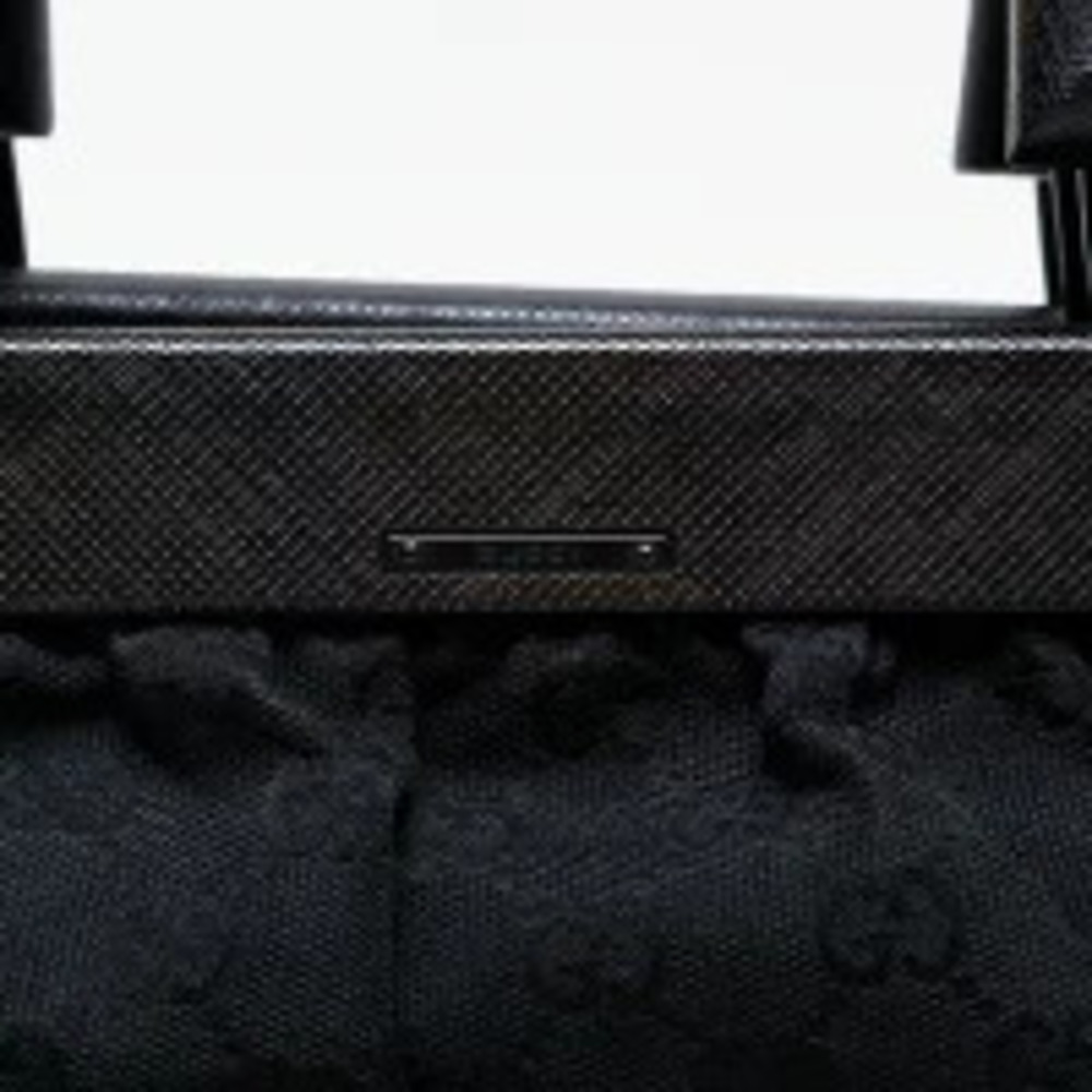 Gucci Canvas Handbag Black Bamboo GG - Picture 9 of 13